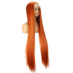 100cm Front Lace Long Straight Hair Orang Wig Lace M Long Wig