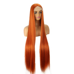 100cm Front Lace Long Straight Hair Orang Wig Lace M Long Wig