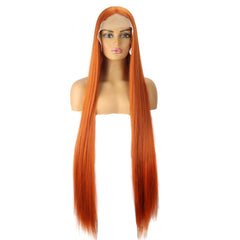 100cm Front Lace Long Straight Hair Orang Wig Lace M Long Wig