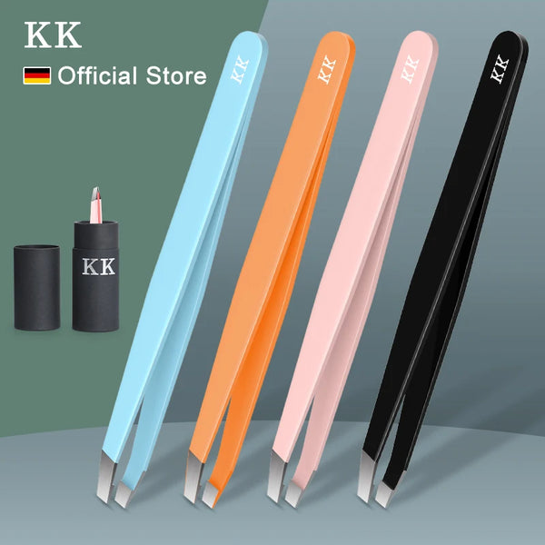 KK Eyebrow Tweezer Colorful Hair Beauty Fine Hairs Puller Stainless Steel Makeup Tools Slanted Eye Brow Clips Removal Tools Care