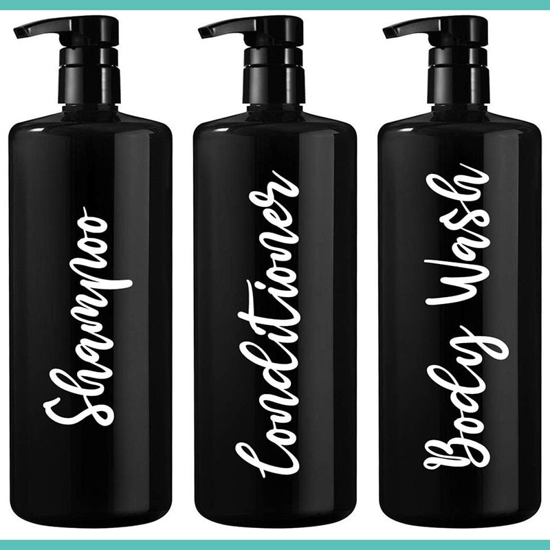 Shampoo Conditioner Body Wash Shower Bottle Sticker Decal Vinyl Bathroom Labels Shower Room Decor