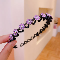 Fashion Pearl Non-Slip Rhinestone Hairbands Elastic Flower Women Hair Hoop Bands Headband Bezel Girls Hair Accessories Headdress