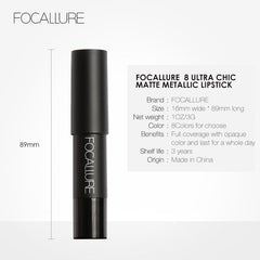 FOCALLURE 19 Colors Matte Lipstick High Gloss Crayons Long Lasting Waterproof Lip Makeup Cosmetics