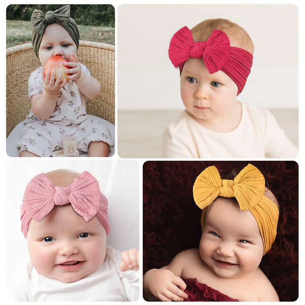 1Pcs Newborn Baby Headband For Girls Elastic Knit Children Turban Baby Bows Soft Nylon Kids Headwear Hair Accessories 32 Colors