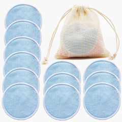 Reusable Bamboo Makeup Remover Pads 12pcs Washable Rounds Cleansing Facial Cotton Make Up Removal Pads Tool