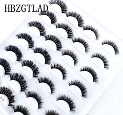 5-14Pairs Fluffy Lashes 10-25mm 3D Mink Lashes Long Thick Natural False Eyelashes Wholesale Lashes Vendors Makeup Mink Eyelashes