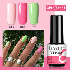 LILYCUTE 3 PCS Gel Polish Set Winter Color Glitter Sequins Matte Effect Gel Long Lasting Base Top Coat Nail Art Design Hybrid