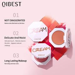 QIBEST 6 Color Blush Makeup Palette Red Rouge Lasting Natural Cream Cheek Contour Blusher Korean Comsmetic Cheek Tint Face Blush