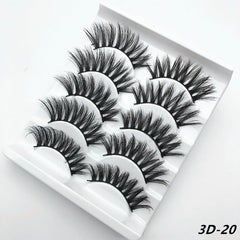 5 pairs of 3D false eyelashes handmade soft mink eyelashes natural thick long eyelashes makeup extension eyelash tool