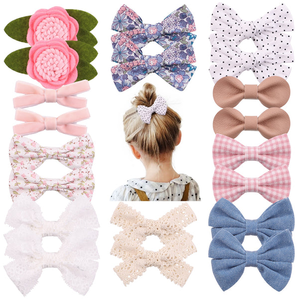 4Pcs/Set Floral Hair Clip Set Girl Cute Bow Flower Lace Trimming Headwear Cartoon Hair Clips Hairpin Headdress Hair Accessories