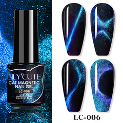 LILYCUTE 7ml 9D Reflective Cat Magnetic Gel Nail Polish Glitter Vernis Semi Permanent Soak Off Magnetic UV Gel Nail Art Gel