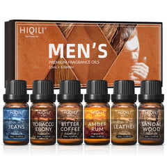 HIQILI Mens Fragrance Oils,TOP 6 Gift Set, 100% Pure Perfume Oil for Aromatherapy | Car Diffuser,Candles Making，Hair Care，DIY