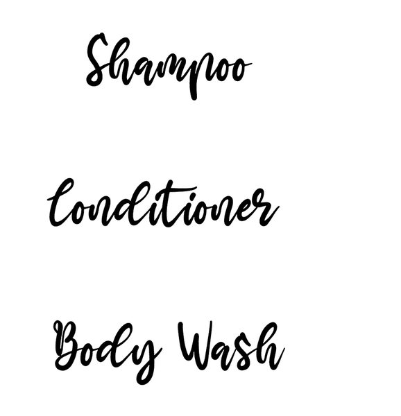 Shampoo Conditioner Body Wash Shower Bottle Sticker Decal Vinyl Bathroom Labels Shower Room Decor