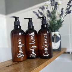 Waterproof 3Pcs Shampoo Conditioner Bodywash Bottle Label Sticker Decal Bathroom Spa Slaon Vinyl Decor Shower Room