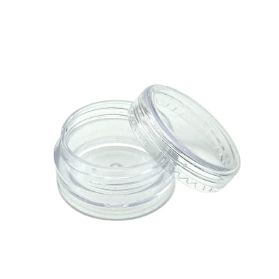 100pcs 2g/3g/5g/10g/15g/20g Empty Plastic Cosmetic Makeup Jar Pots Transparent Sample Bottles Eyeshadow Cream Lip Balm Container