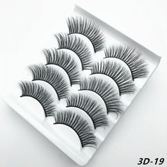 5 pairs of 3D false eyelashes handmade soft mink eyelashes natural thick long eyelashes makeup extension eyelash tool