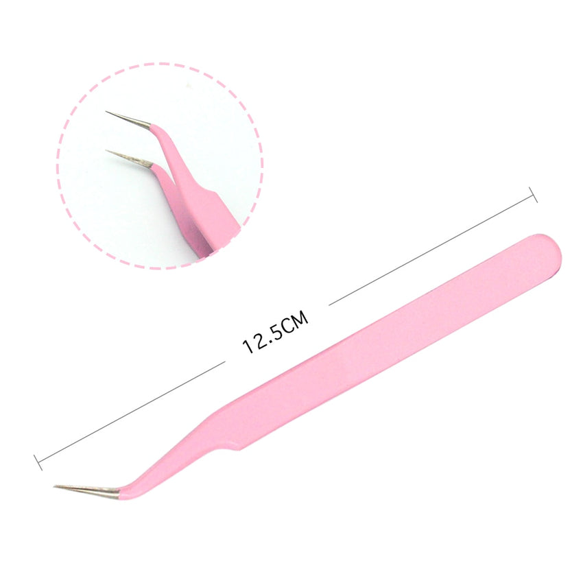 Colored Anti-Static Tweezers For Eyelash Extension Eyebrow Stainless Steel Set Beauty Precision Tweezers Makeup Kit Repair Tools