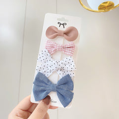 4Pcs/Set Floral Hair Clip Set Girl Cute Bow Flower Lace Trimming Headwear Cartoon Hair Clips Hairpin Headdress Hair Accessories