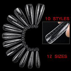 FlorVida 100pcs Kit Plastic False Nails Art Dual Form French Tips Poly Gel Extension Mode Acrylic Manicure Tool Accessories Set