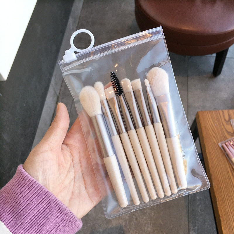 8Pcs Mini Travel Women Unicorn Makeup Brush Set Portable Soft Concealer Beauty Foundation Eye Shadow Tool Eyelash Brush With Bag