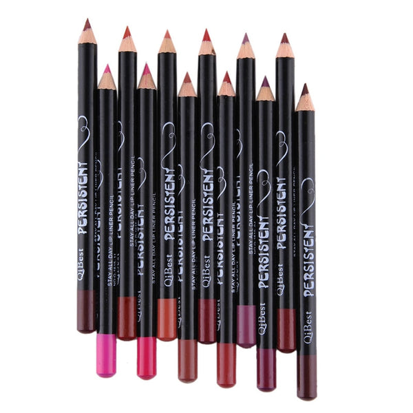 12pcs Professional Multi-functional Lipliner Pencil Long Lasting Waterproof Lip Eye Brow Cosmetic Makeup Colorful Lip Liner Pens