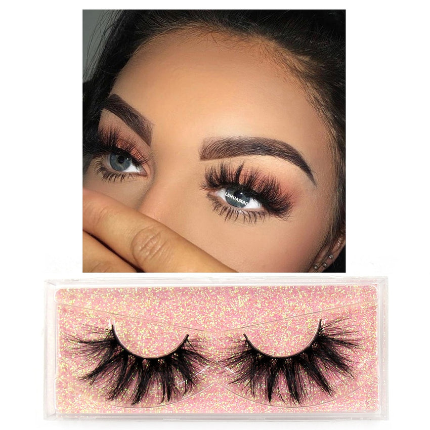 LEHUAMAO Makeup Mink eyelashes Soft fake lashes makeup kit Mink Lashes extension mink eyelashes Handmade Reusable Eyelashes