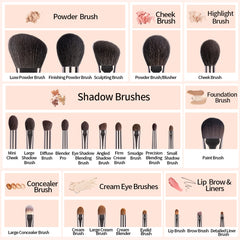 OVW Natural Goat Hair Makeup Brushes Set Professional Kit brocha maquillaje pedzle do makijazu blending smudging brush shader