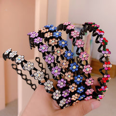 Fashion Pearl Non-Slip Rhinestone Hairbands Elastic Flower Women Hair Hoop Bands Headband Bezel Girls Hair Accessories Headdress