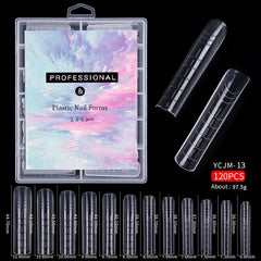 FlorVida 100pcs Kit Plastic False Nails Art Dual Form French Tips Poly Gel Extension Mode Acrylic Manicure Tool Accessories Set