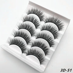 5 pairs of 3D false eyelashes handmade soft mink eyelashes natural thick long eyelashes makeup extension eyelash tool