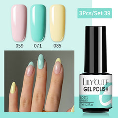 LILYCUTE 3 PCS Gel Polish Set Winter Color Glitter Sequins Matte Effect Gel Long Lasting Base Top Coat Nail Art Design Hybrid