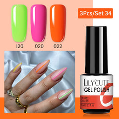 LILYCUTE 3 PCS Gel Polish Set Winter Color Glitter Sequins Matte Effect Gel Long Lasting Base Top Coat Nail Art Design Hybrid