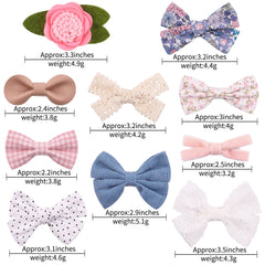 4Pcs/Set Floral Hair Clip Set Girl Cute Bow Flower Lace Trimming Headwear Cartoon Hair Clips Hairpin Headdress Hair Accessories