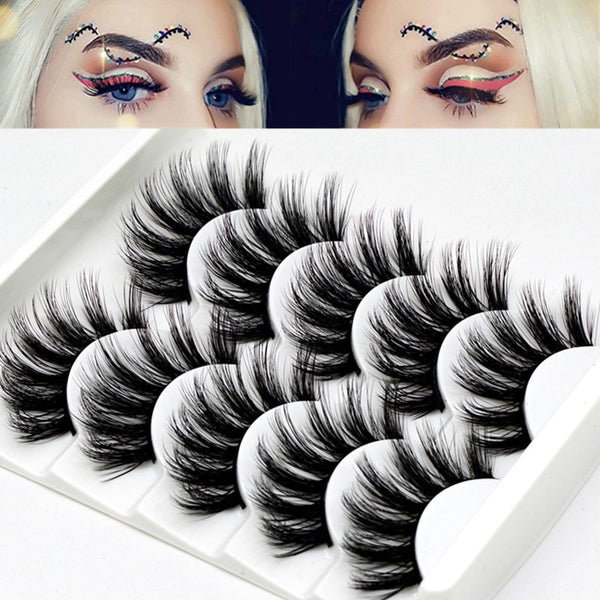 5 pairs of 3D false eyelashes handmade soft mink eyelashes natural thick long eyelashes makeup extension eyelash tool