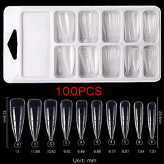 FlorVida 100pcs Kit Plastic False Nails Art Dual Form French Tips Poly Gel Extension Mode Acrylic Manicure Tool Accessories Set