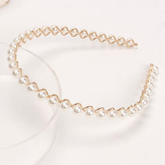 Fashion Pearl Non-Slip Rhinestone Hairbands Elastic Flower Women Hair Hoop Bands Headband Bezel Girls Hair Accessories Headdress