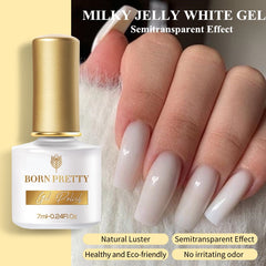 BORN PRETTY 7ML Jelly Nude Gel Polish Translucent Pink Milky White Nail Gel Manicure UV LED Semi Permanent Soak Off Nail Polish