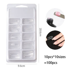 FlorVida 100pcs Kit Plastic False Nails Art Dual Form French Tips Poly Gel Extension Mode Acrylic Manicure Tool Accessories Set