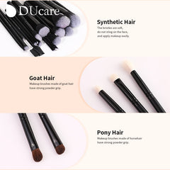 DUcare Black Makeup Brushes 8-32Pcs Brush for Makeup Foundation Eyeshadow Synthetic Goat Pony Hair Professional makeup brush Set