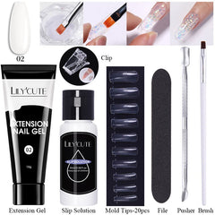 LILYCUTE Extension Gel Nail Polish Kit Quick Extension Manicure Gel Set Finger Extend Mold Nail Brush Nail Art Tool Set Supplies