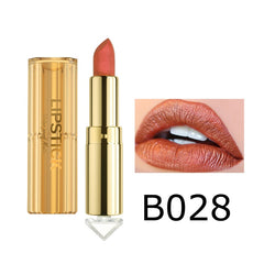 12 Colors Korea Matte Glitter Lipstick Pink Nude Matte Gliter Waterproof Kissproof Glitter Flip Lipstick Orange Dropshipping