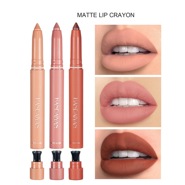 Matte Nude Lipstick Lip Liner 2 in 1 Long Wearing Waterproof Lip Ink Crayon Built-in Sharpener Professional Makeup for Women