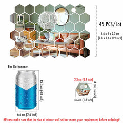 MCDFL Hexagon Acrylic Mirror Wall Stickers Decorative Tiles Self Adhesive Aesthetic Room Home Korean Decor Shower Makeup Panel