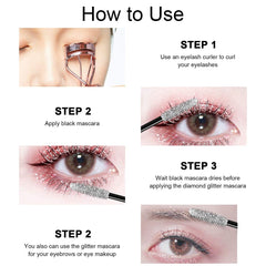 NICEFACE Diamond Glitter Mascara Fast Dry Eyelashes Curls Extension Make-Up Waterproof Long-lasting Lengthens Eye Lash Mascara