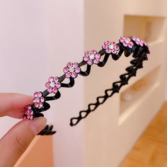 Fashion Pearl Non-Slip Rhinestone Hairbands Elastic Flower Women Hair Hoop Bands Headband Bezel Girls Hair Accessories Headdress