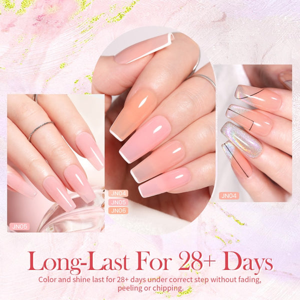 BORN PRETTY 7ML Jelly Nude Gel Polish Translucent Pink Milky White Nail Gel Manicure UV LED Semi Permanent Soak Off Nail Polish