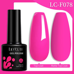 LILYCUTE 7ML Summer Neon Nail Gel Polish Gel Polish Semi Permanent Nail Art Manicure Soak Off LED UV Gel Nail Varnishes