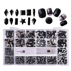 Luxury Shiny Diamond Nail Art Rhinestones Kit Glass Crystal Decorations Set  1pcs Pick Up Pen In Grids Box 21 Shapes of 2500pcs