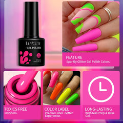 LILYCUTE 7ML Summer Neon Nail Gel Polish Gel Polish Semi Permanent Nail Art Manicure Soak Off LED UV Gel Nail Varnishes