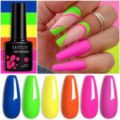 LILYCUTE 7ML Summer Neon Nail Gel Polish Gel Polish Semi Permanent Nail Art Manicure Soak Off LED UV Gel Nail Varnishes